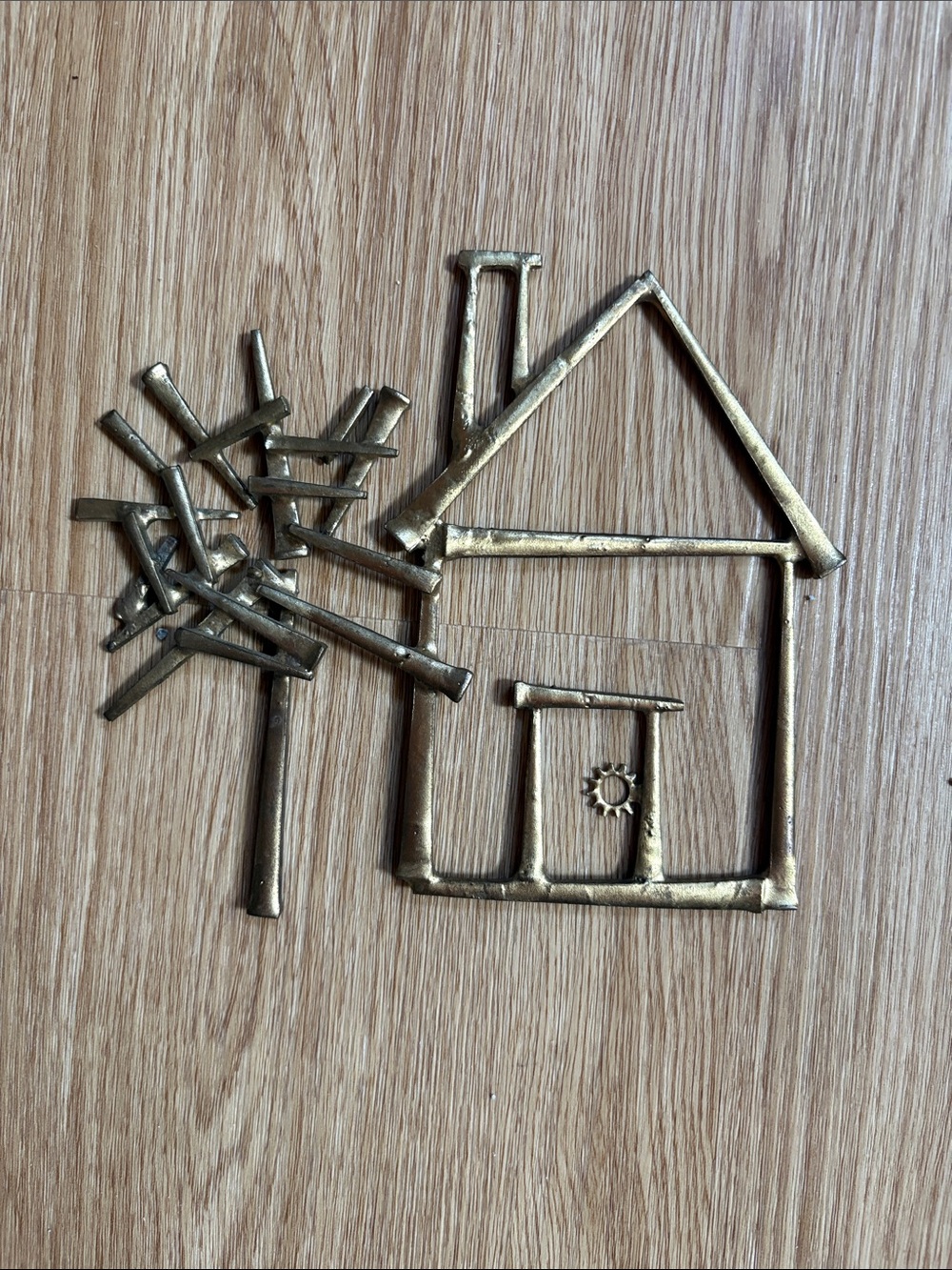 Brass-Tone House & Tree Wall Decor